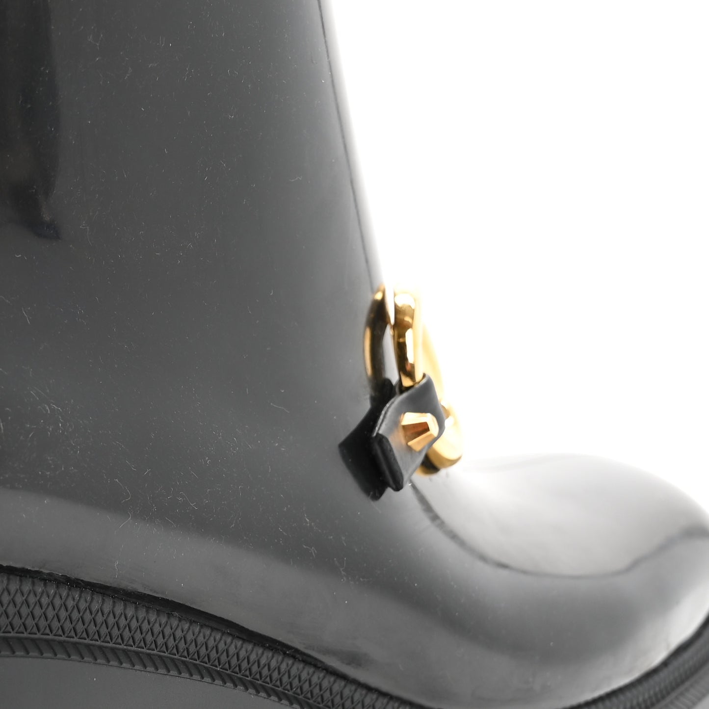 Rubber Horsebit Knee High Boots 37 Black