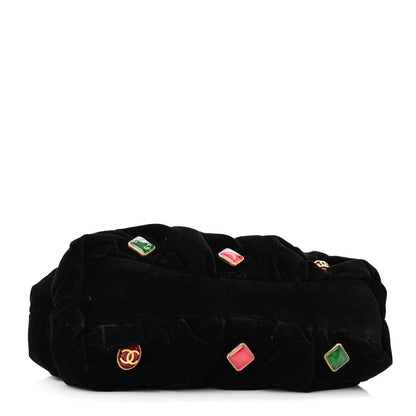 Chanel Resin Velvet Kiss Lock Clutch Black 4 of 10