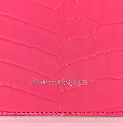 Alexander McQueen Calfskin Crocodile Embossed Skull Mini Crossbody Bag Pink 8 of 11