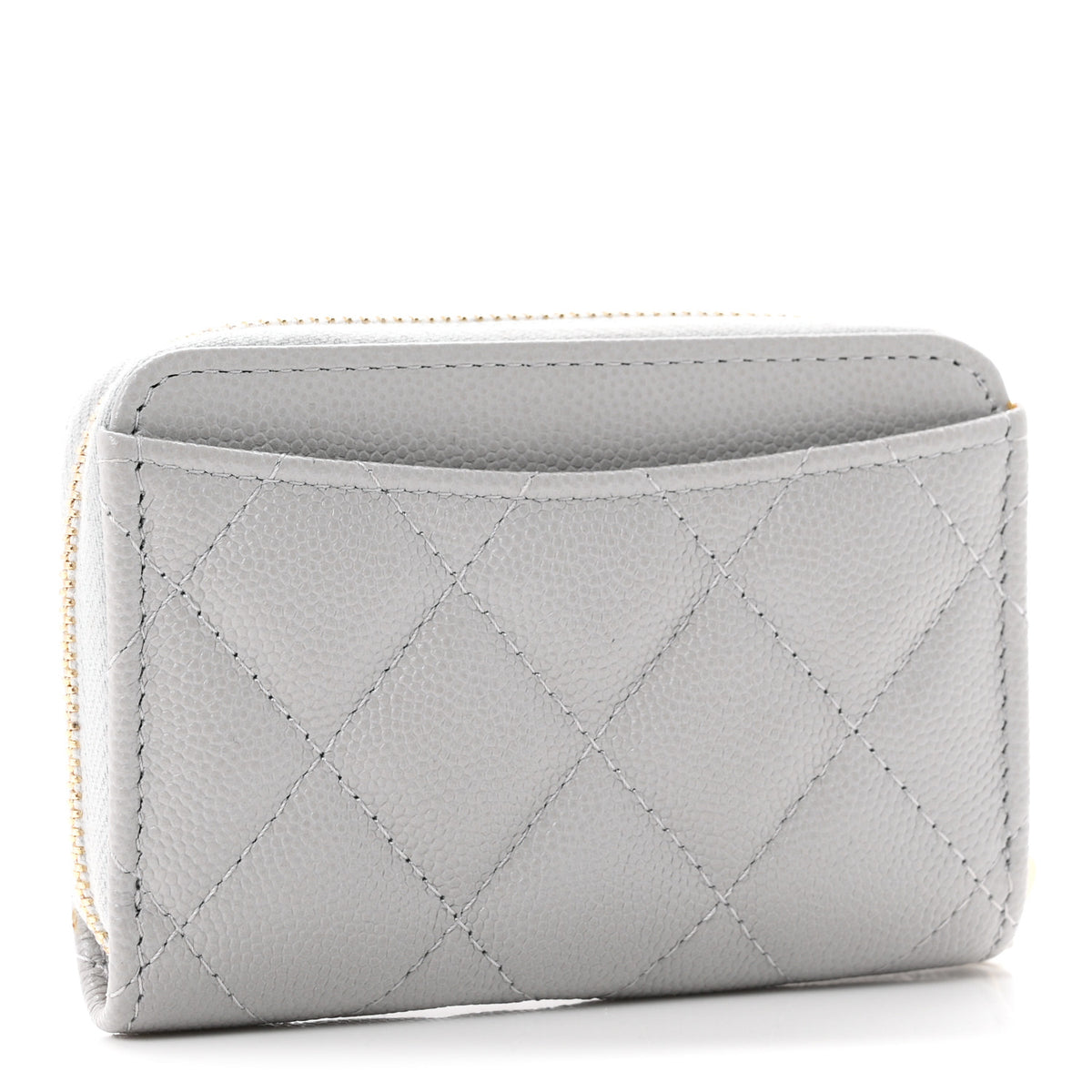 Chanel Caviar Quilted Zip Coin Purse Grey 3 of 8