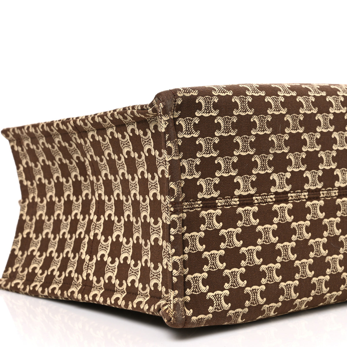 Celine Canvas Calfskin Triomphe Print Large Cabas Thais Brown 10 of 11