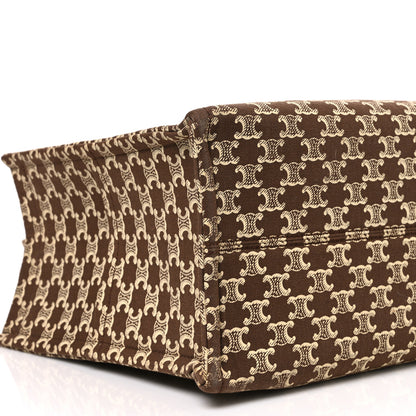 Celine Canvas Calfskin Triomphe Print Large Cabas Thais Brown 10 of 11