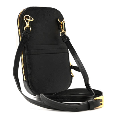 Prada Saffiano Triangle Mini Bag Black 7 of 35