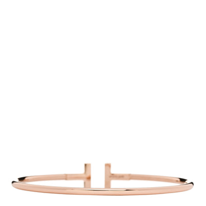 Tiffany 18K Rose Gold Diamond T Wire Bracelet 2 of 4