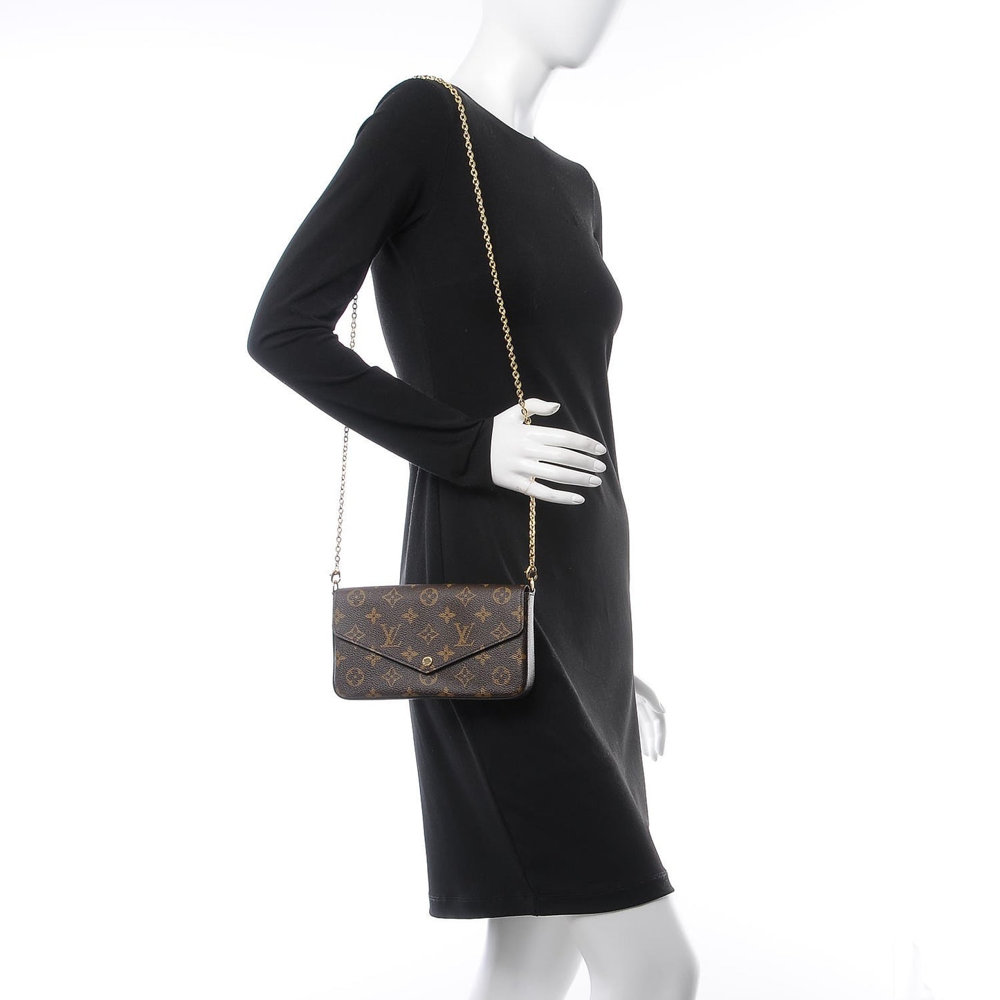 Monogram Pochette Felicie Chain Wallet Fuchsia