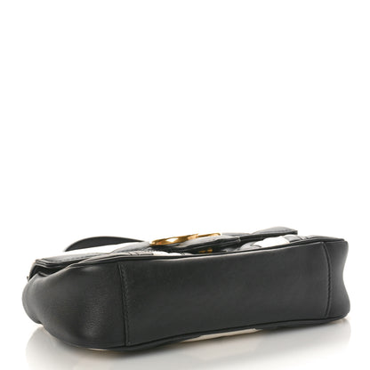 Gucci Calfskin Matelasse Mini GG Marmont Shoulder Bag Black White 4 of 9