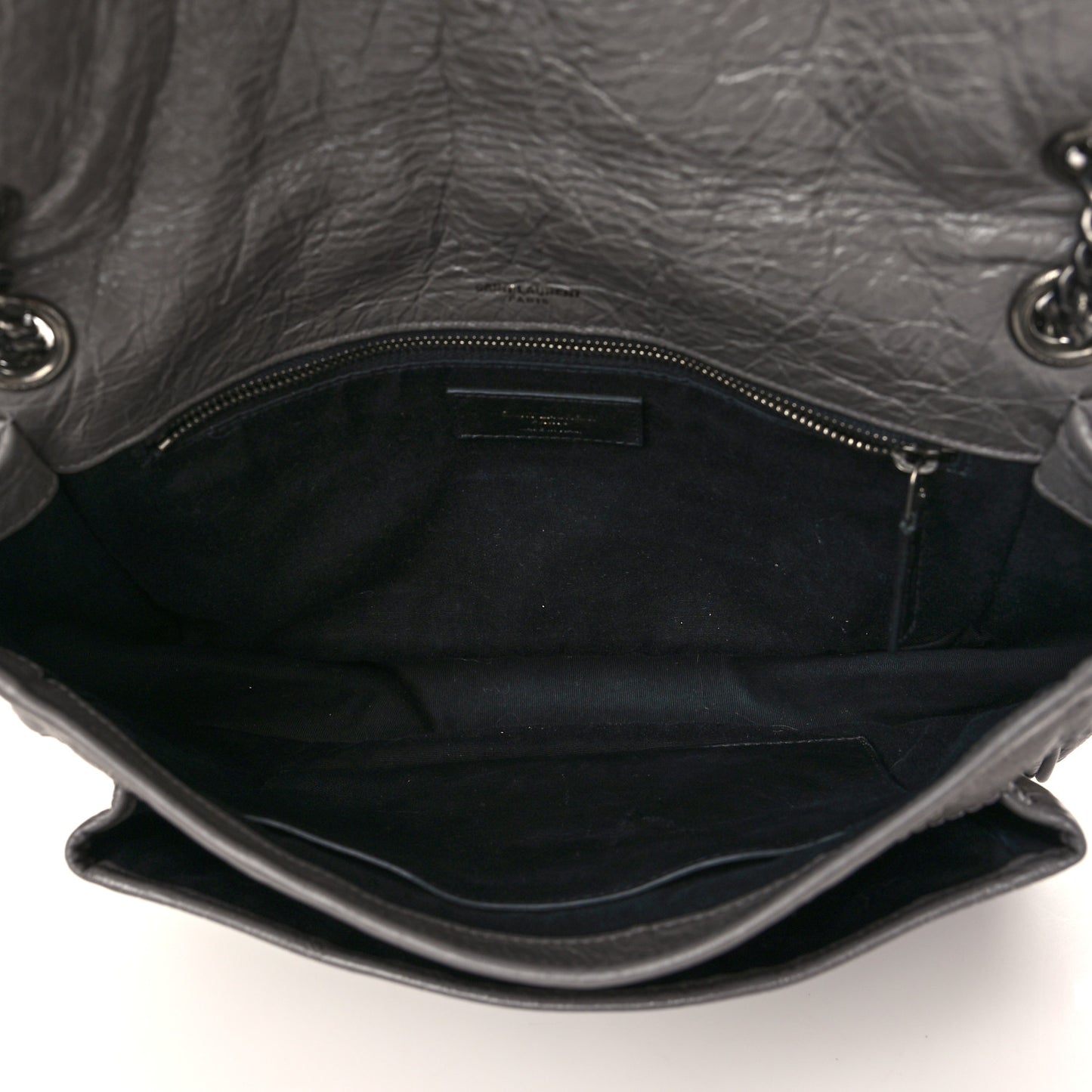Crinkled Calfskin Matelasse Monogram Medium Niki Chain Satchel Fog