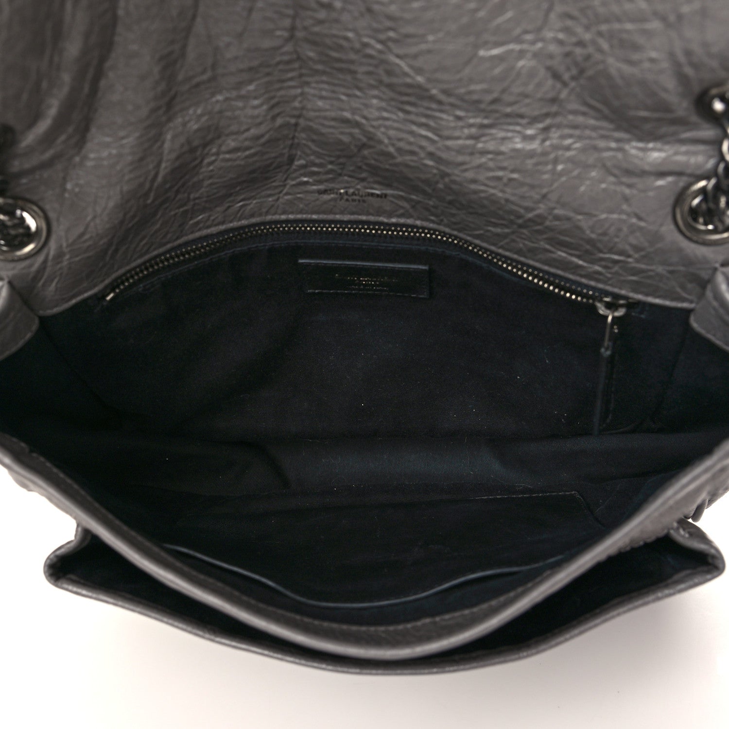 Saint Laurent Crinkled Calfskin Matelasse Monogram Medium Niki Chain Satchel Fog 4 of 5