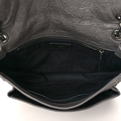 Saint Laurent Crinkled Calfskin Matelasse Monogram Medium Niki Chain Satchel Fog 4 of 5