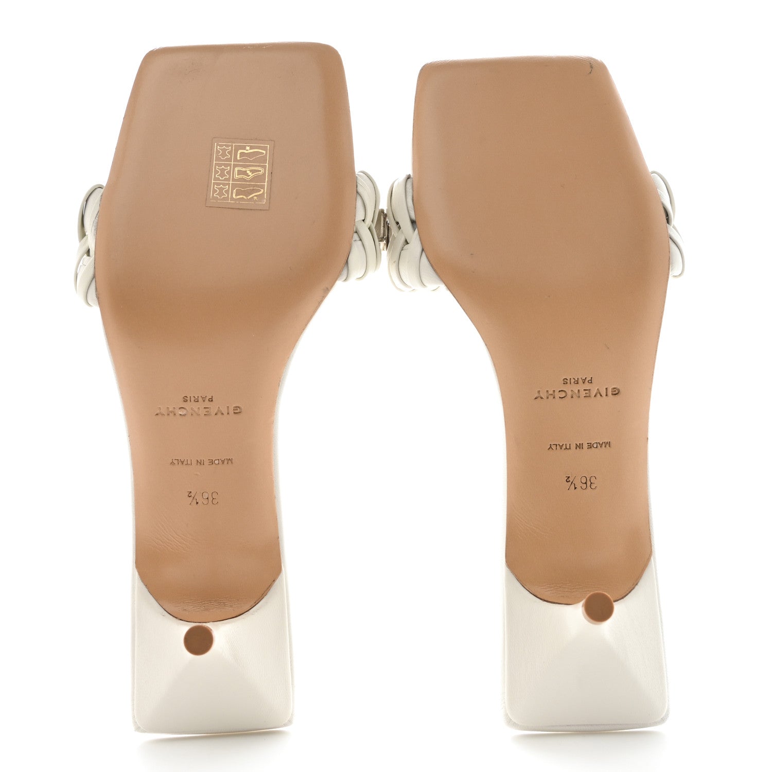 Givenchy Woven Lambskin G Chain 50mm Kitten Heel Sandals 36.5 Ivory 5 of 10