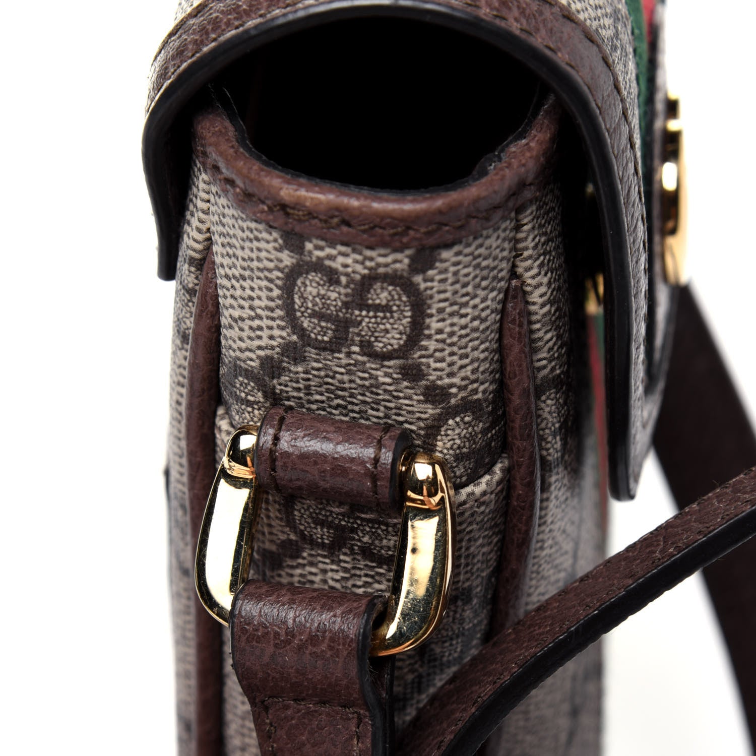 Gucci GG Supreme Monogram Web Ophidia Phone Crossbody Bag Beige New Acero 15 of 17