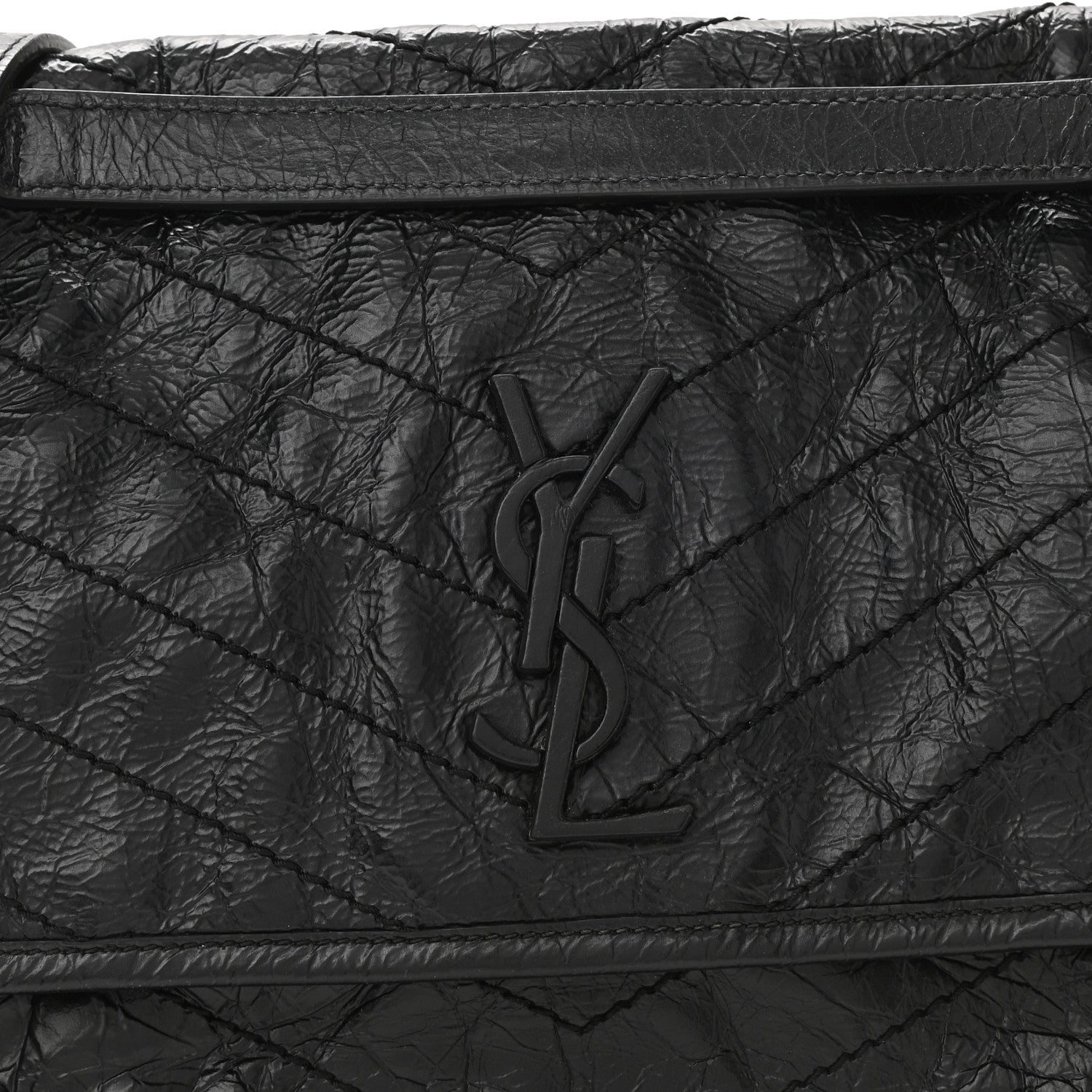Saint Laurent Crinkled Calfskin Matelasse Monogram Medium Niki Chain Satchel Black 8 of 11