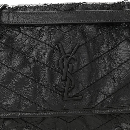Saint Laurent Crinkled Calfskin Matelasse Monogram Medium Niki Chain Satchel Black 8 of 11