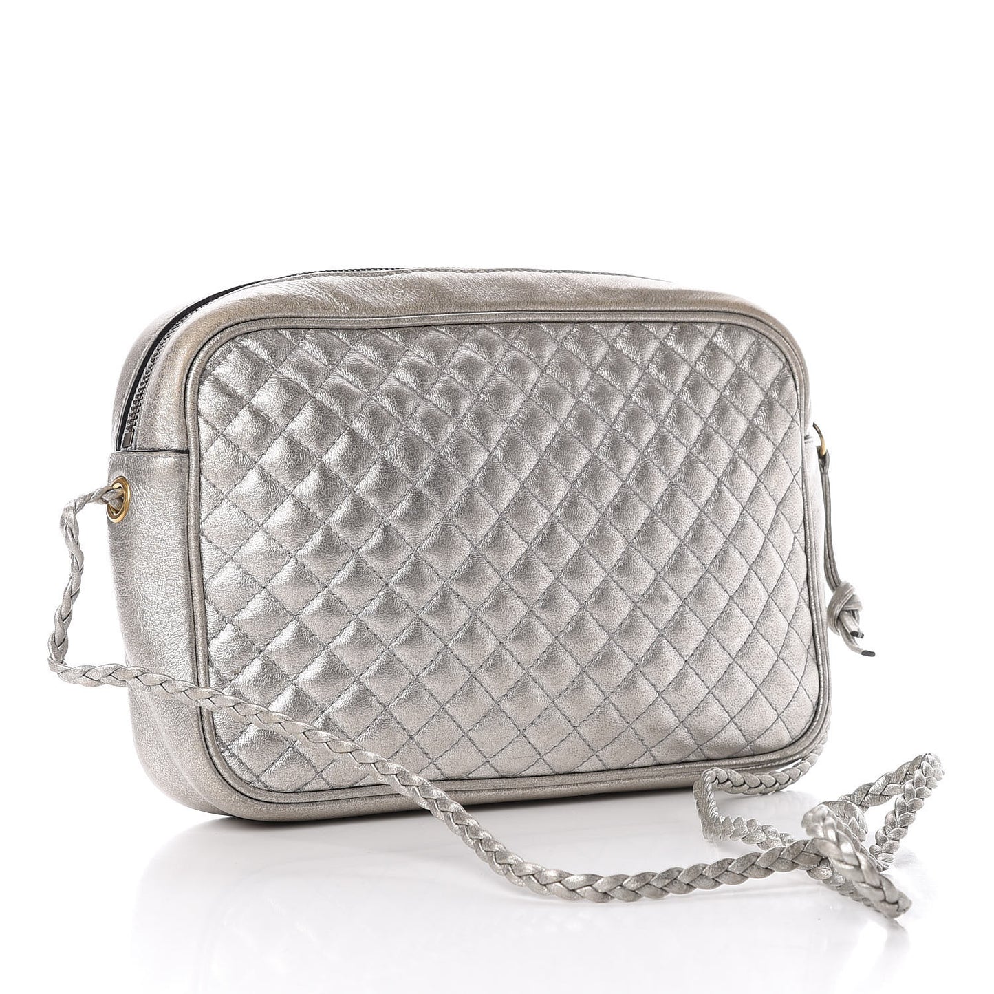 Laminated Nappa Web Trapuntata Small GG Shoulder Bag Argento