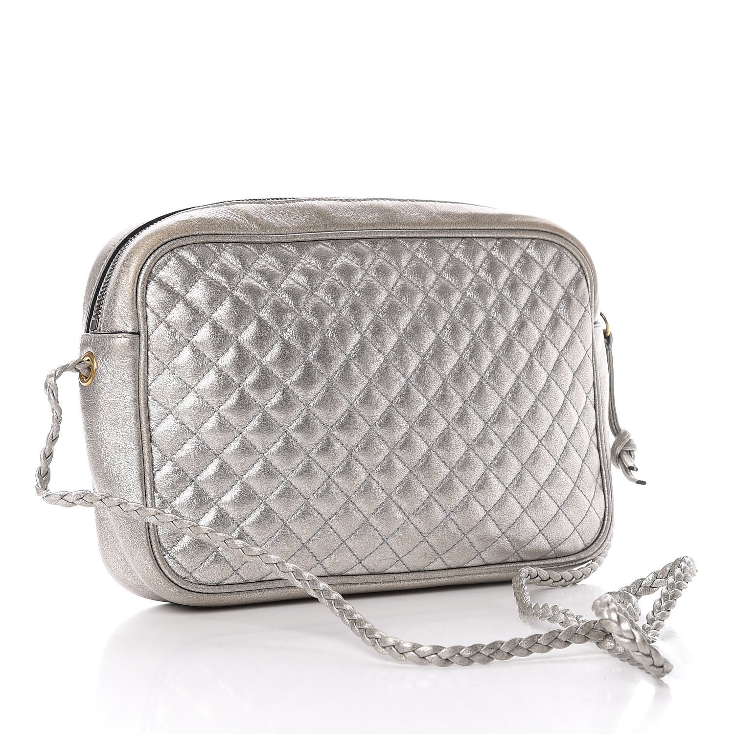 Gucci Laminated Nappa Web Trapuntata Small GG Shoulder Bag Argento 3 of 10