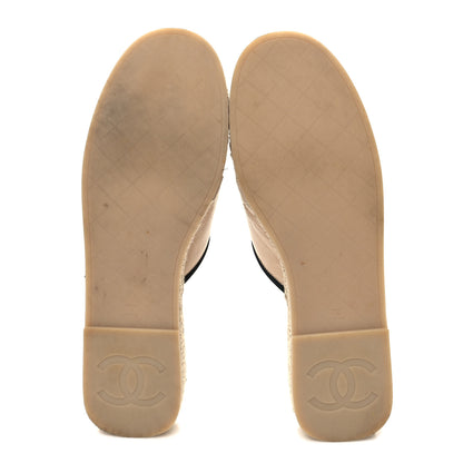 Chanel Crumpled Goatskin CC Espadrille Mules 40 Beige Black 5 of 8