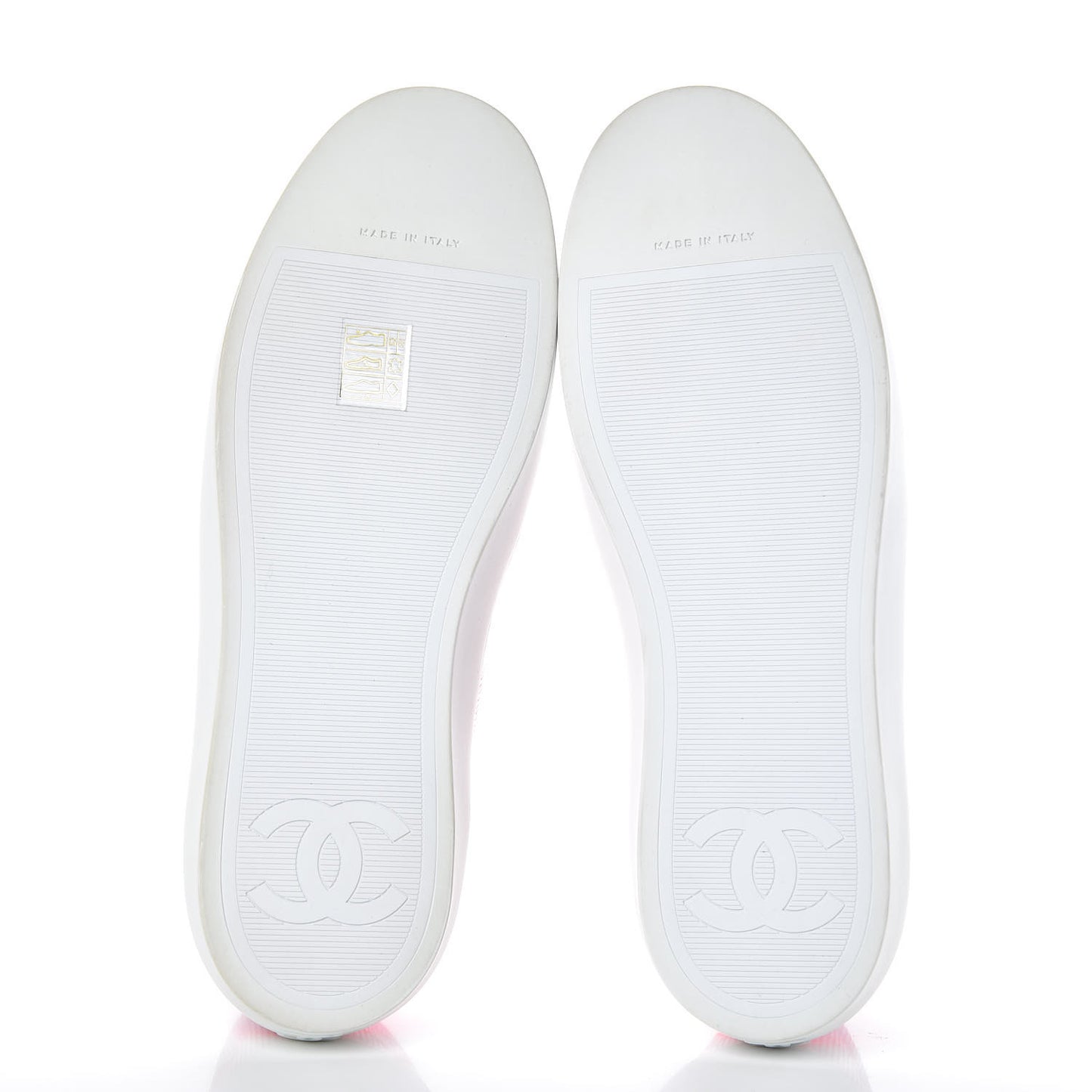 Embroidered Calfskin Womens CC Sneakers 40 White Fluo Pink