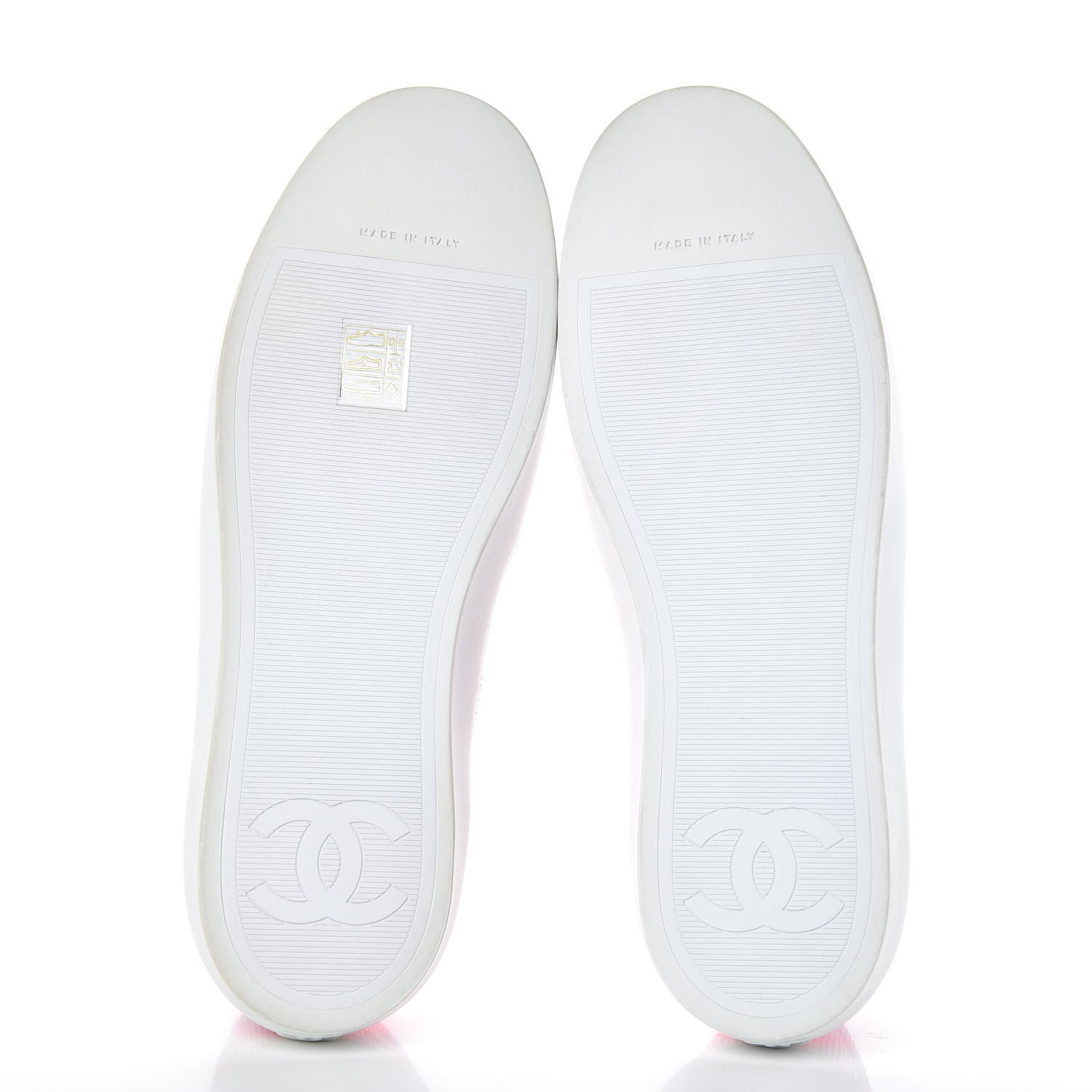 Chanel Embroidered Calfskin Womens CC Sneakers 40 White Fluo Pink 5 of 10