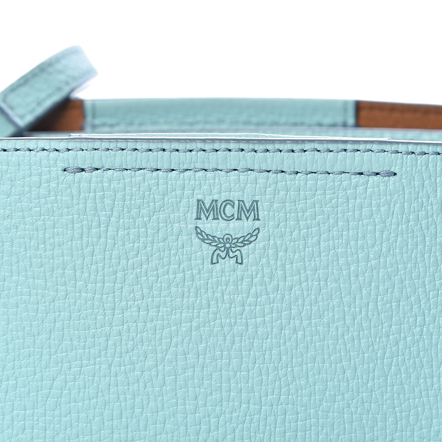 Grained Calfskin Mini Tote Light Blue