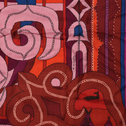 Hermes Cashmere Silk Esprit Ainou Shawl 140 Fuschia Vieux Rose Rouge H 4 of 6