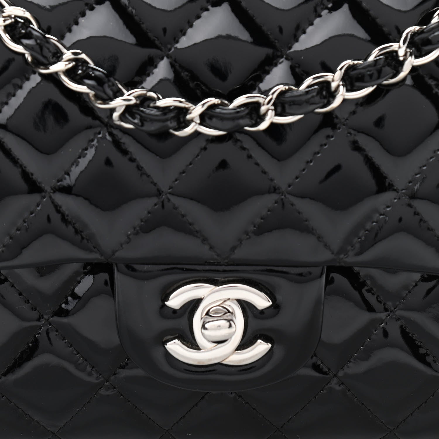Chanel Patent Quilted Medium Double Flap Black 8 of 13