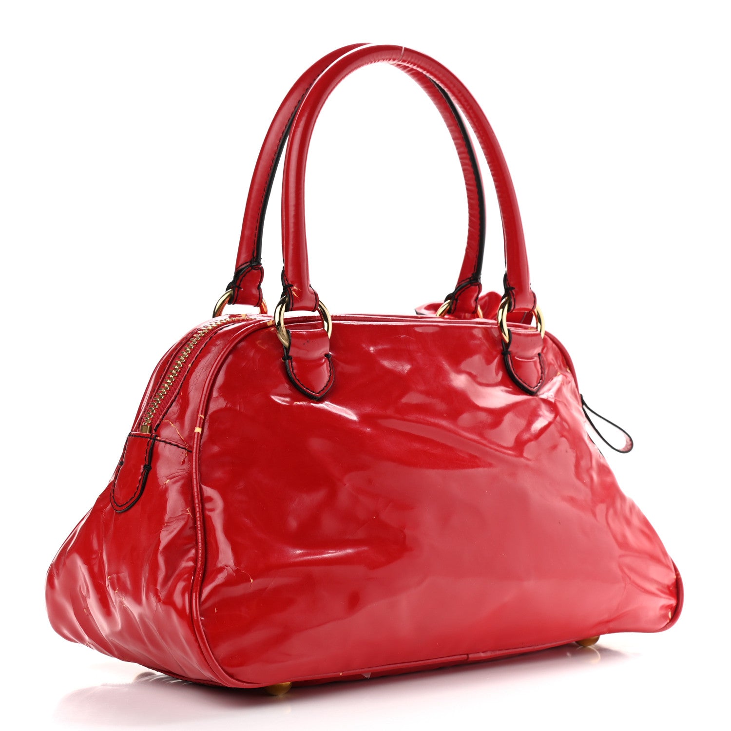 Valentino Garavani Patent Lacca Bow Bowling Bag Red 3 of 20