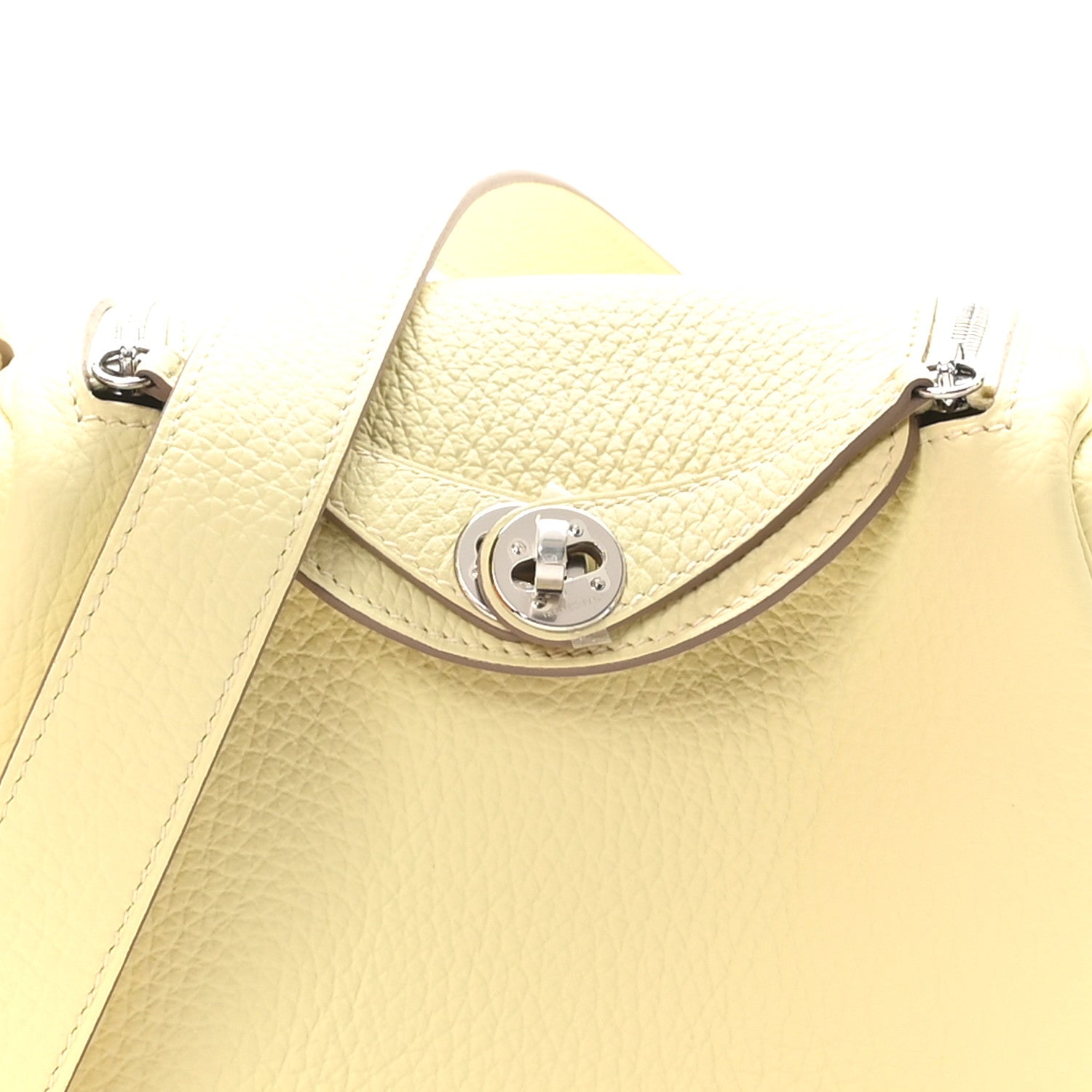 Hermes Taurillon Clemence Verso Mini Lindy 20 Jaune Milton Mushroom 8 of 11