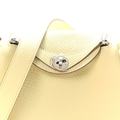 Hermes Taurillon Clemence Verso Mini Lindy 20 Jaune Milton Mushroom 8 of 11