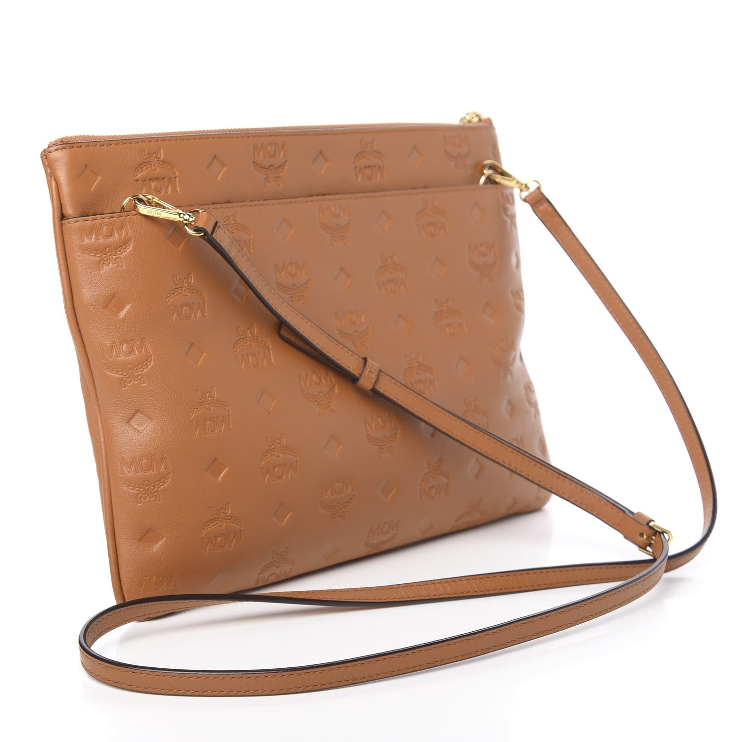 MCM Calfskin Ottomar Crossbody Pouch Cognac 4 of 11