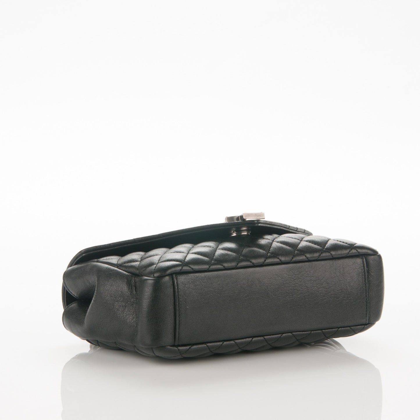 Sheepskin Tri-Quilt Monogram Medium College Bag Black