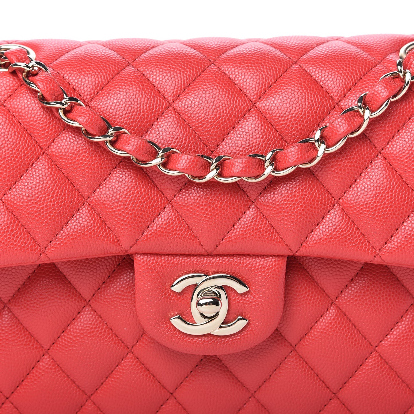 Caviar Quilted Small Double Flap Red