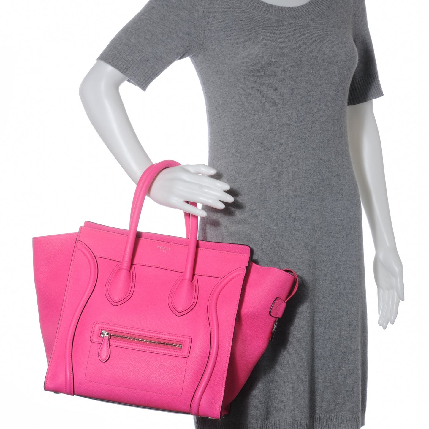 Drummed Calfskin Mini Luggage Fluo Pink