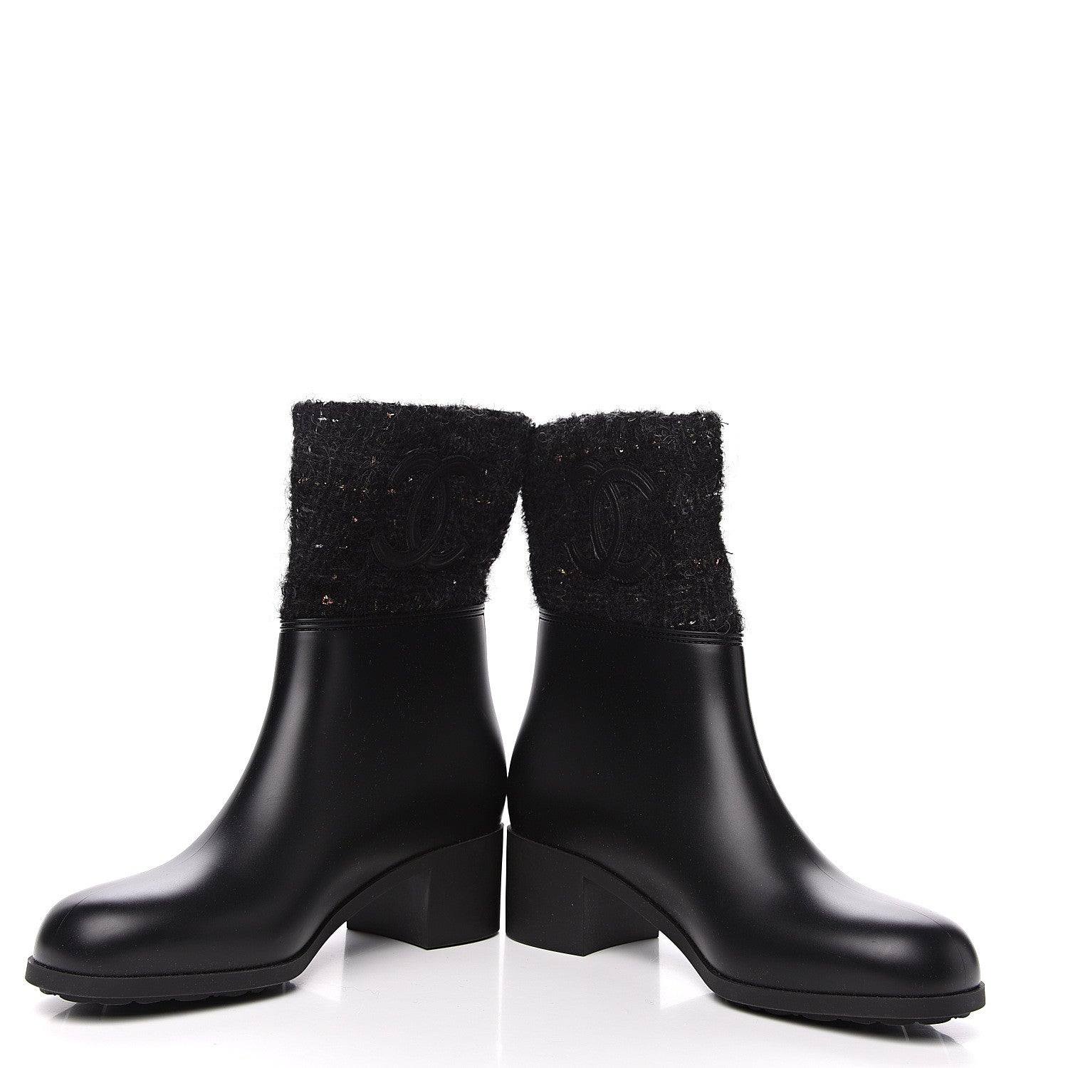 Chanel PVC Tweed High Boots 41 Black 5 of 10