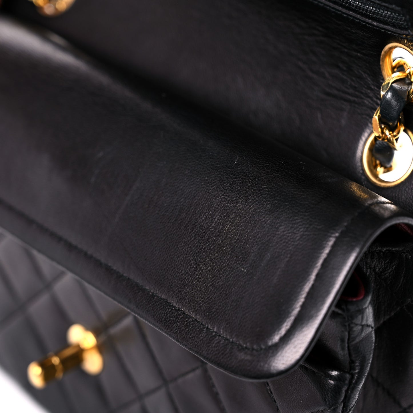Lambskin Quilted Small Double Flap Black