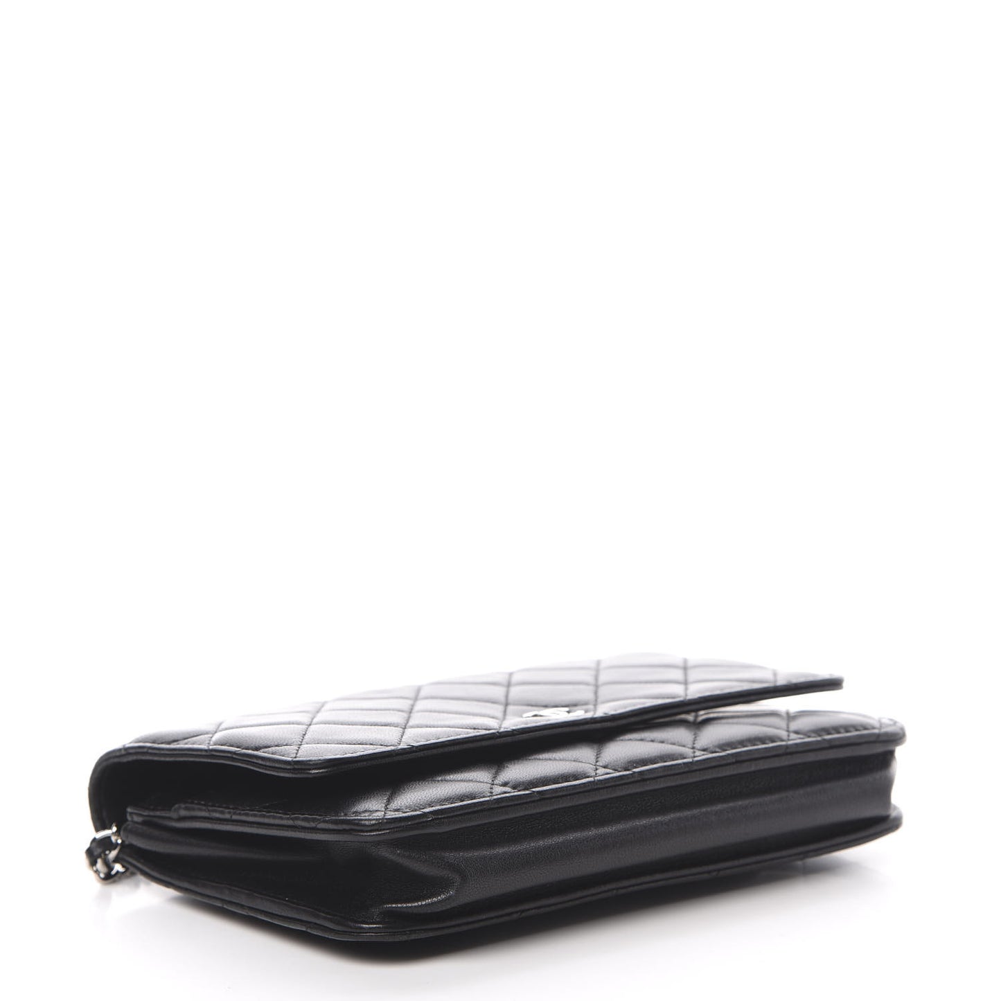 Lambskin Quilted Wallet On Chain WOC Black