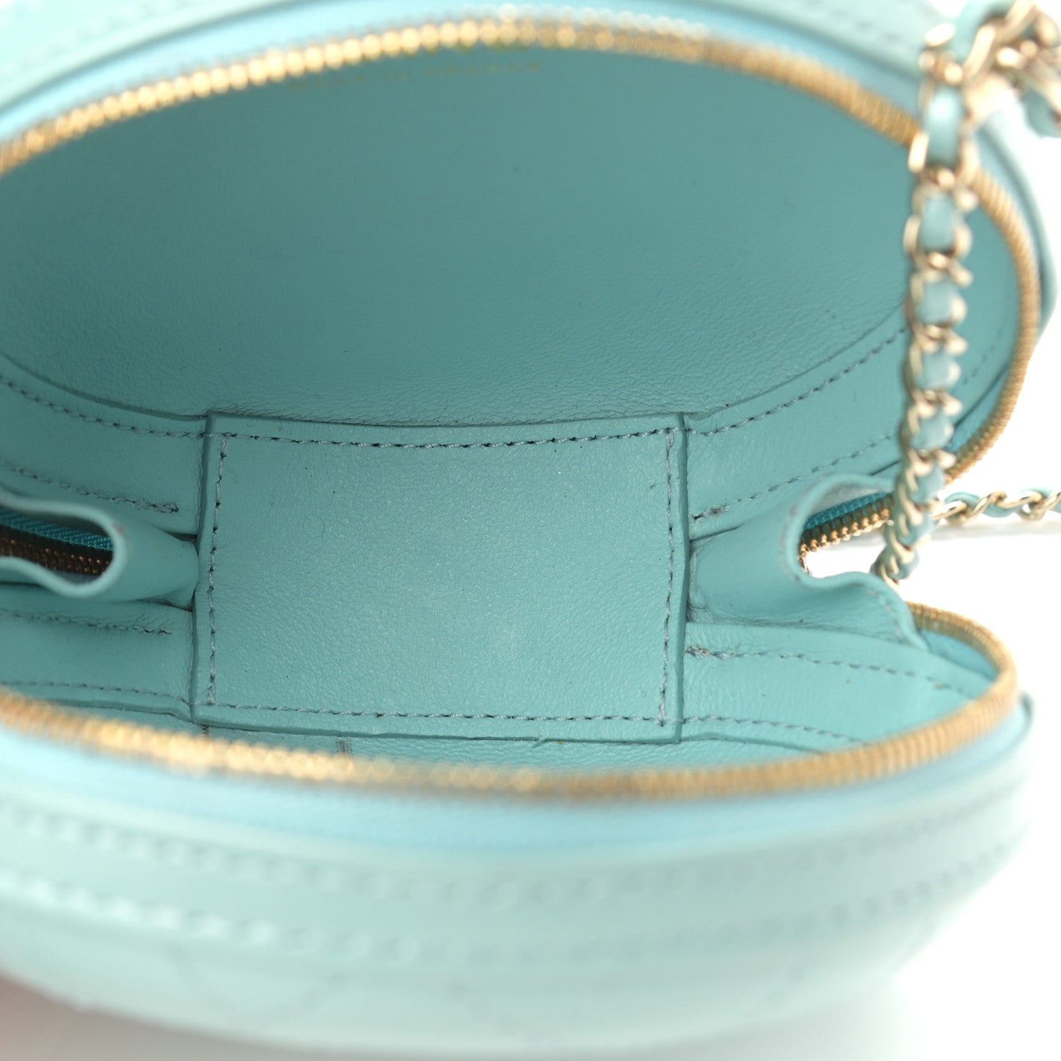 Chanel Iridescent Lambskin Round Clutch With Chain Light Blue 5 of 10