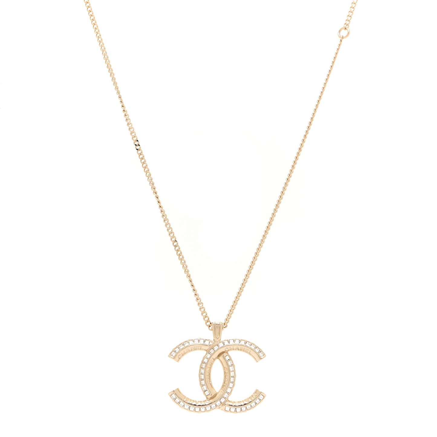 Baguette Crystal Logo CC Chain Necklace Gold
