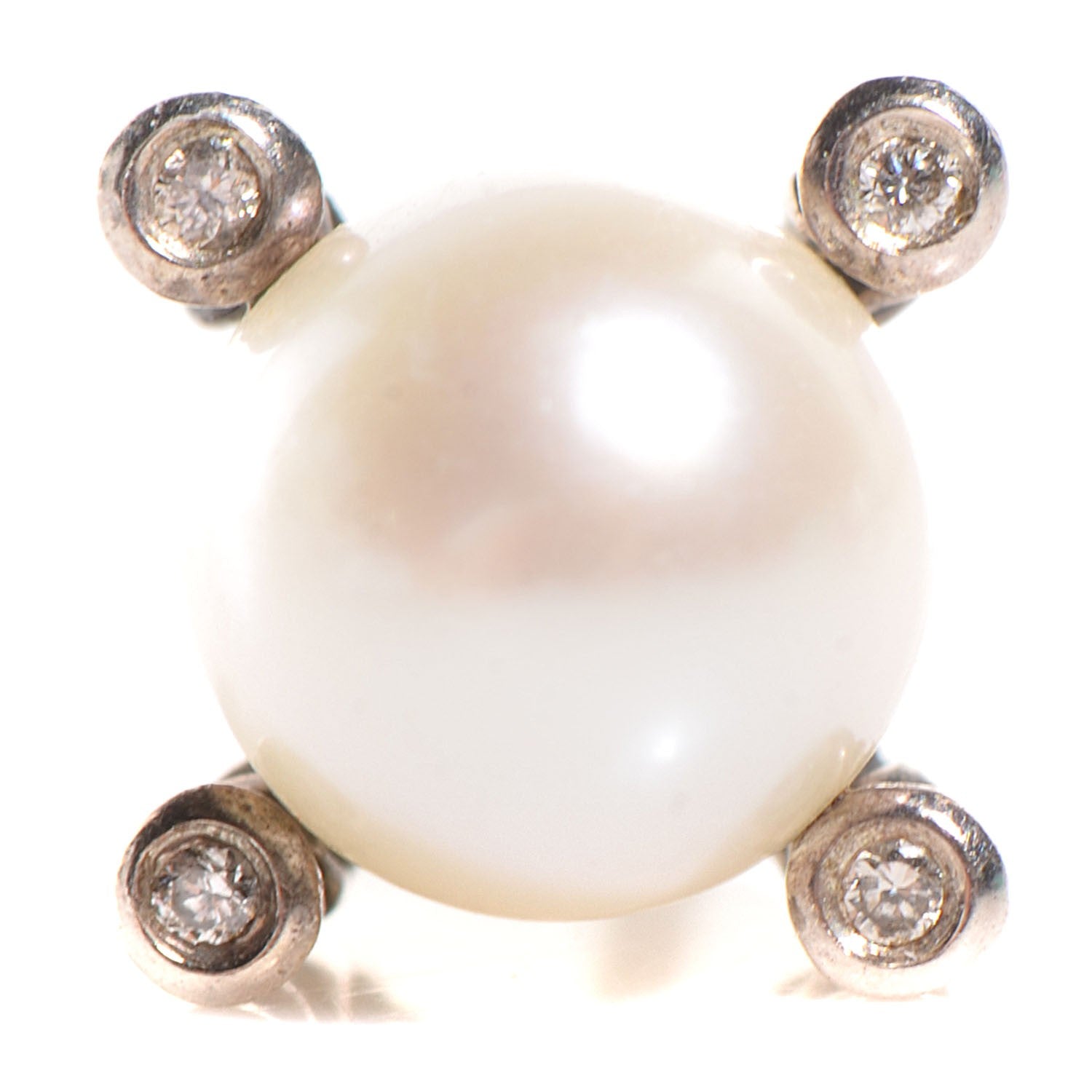 David Yurman Sterling Silver Diamond Pearl Small Earrings 5 of 6