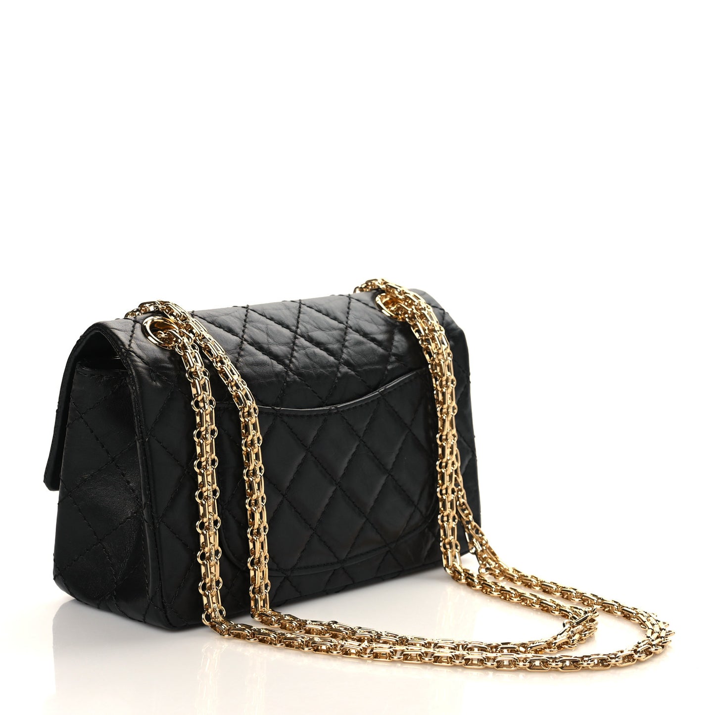 Aged Calfskin Quilted 2.55 Reissue Mini Flap Black