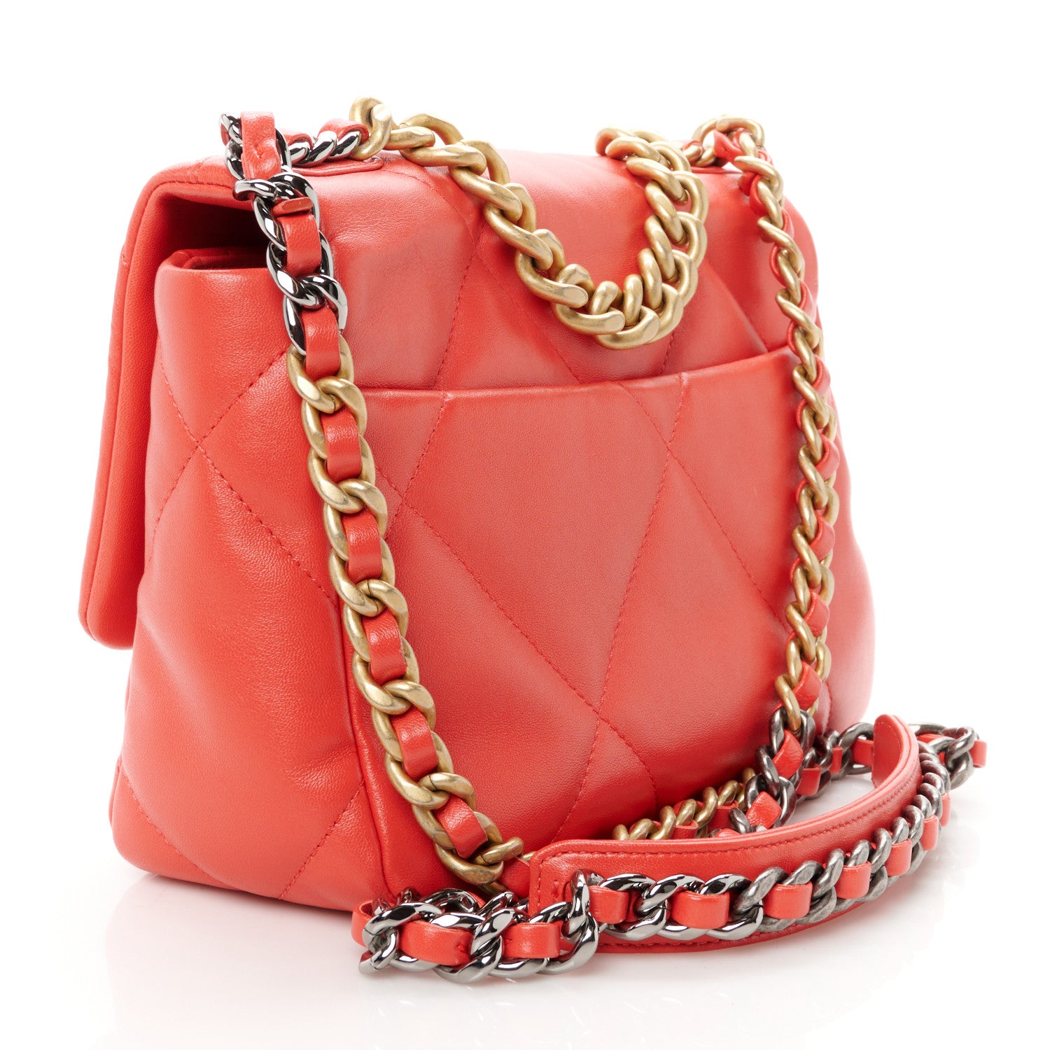 Chanel Lambskin Quilted Medium Chanel 19 Flap Red 3 of 11