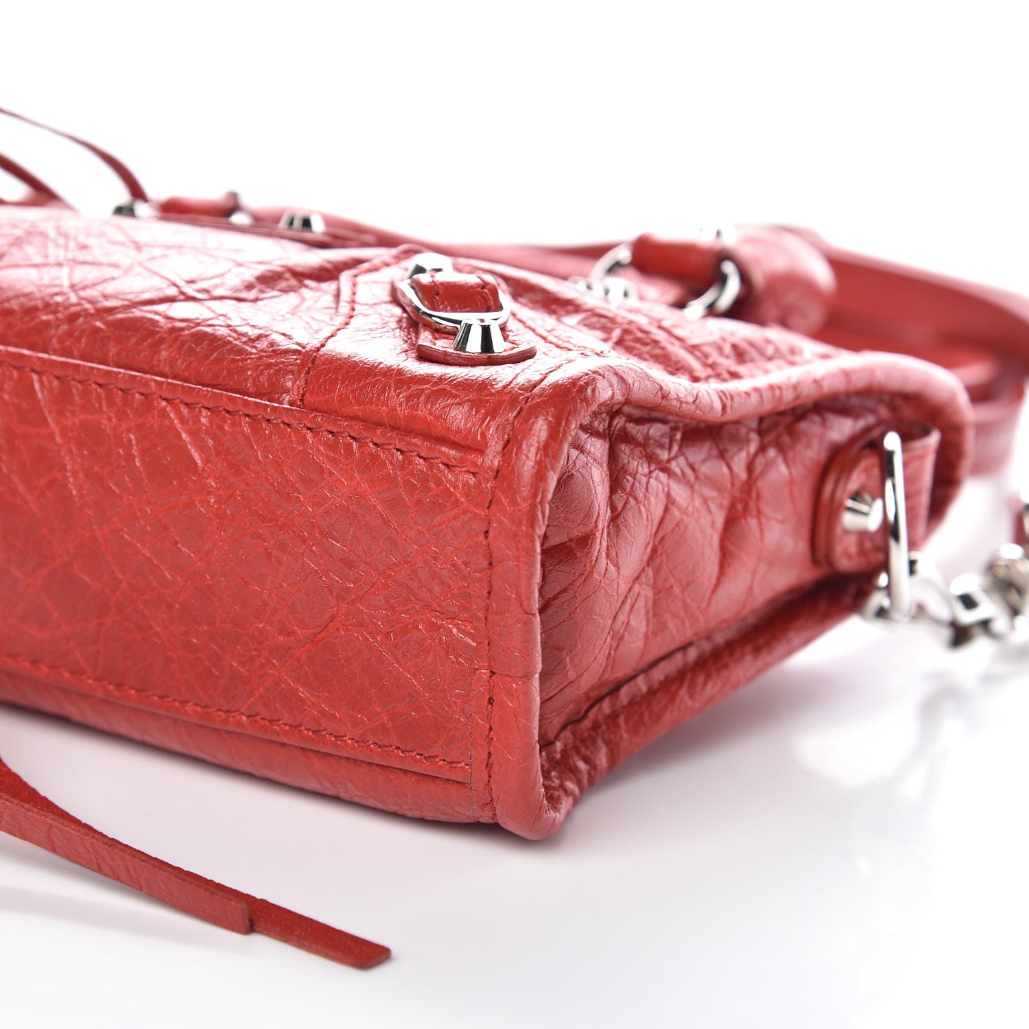 Balenciaga Agneau Classic Silver Hardware Nano City Rouge Groseille 9 of 9