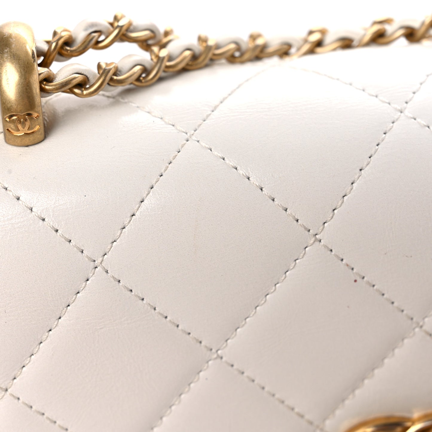 Calfskin Quilted Mini Perfect Fit Flap White