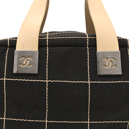 Chanel Canvas Square Stitched CC Boston Bag Black 9 of 11