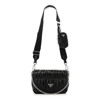 Prada Nappa Gaufre Flap Shoulder Bag Black 1 of 9