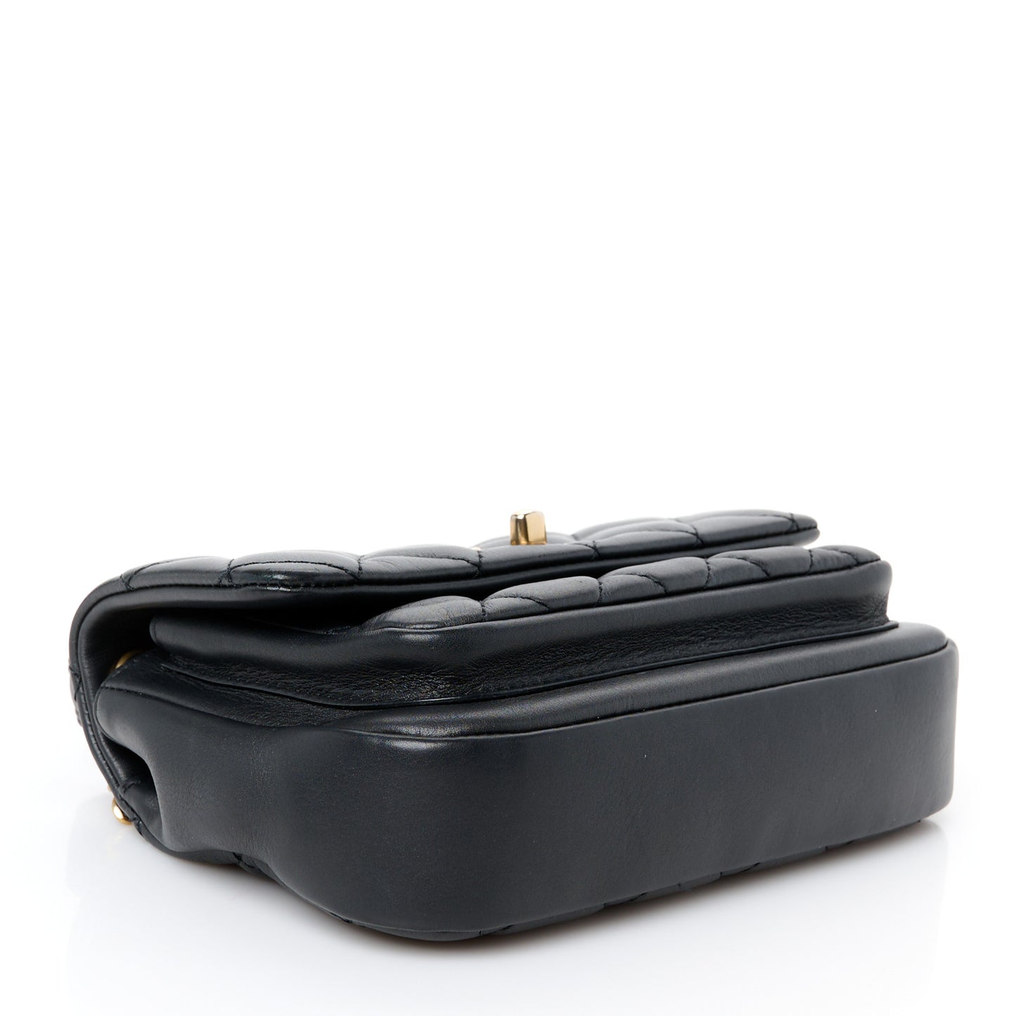 Calfskin Quilted Top Handle Flap Black