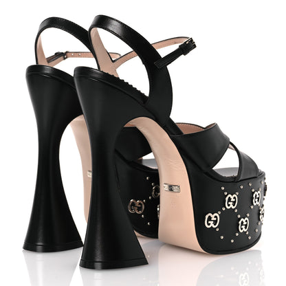 Gucci Malaga Kid Interlocking G Studs 155mm Platform Sandals 36 Perfect Black 5 of 12