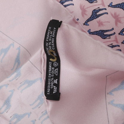 Hermes Silk Giraffes Pocket Square Scarf Pink 6 of 7