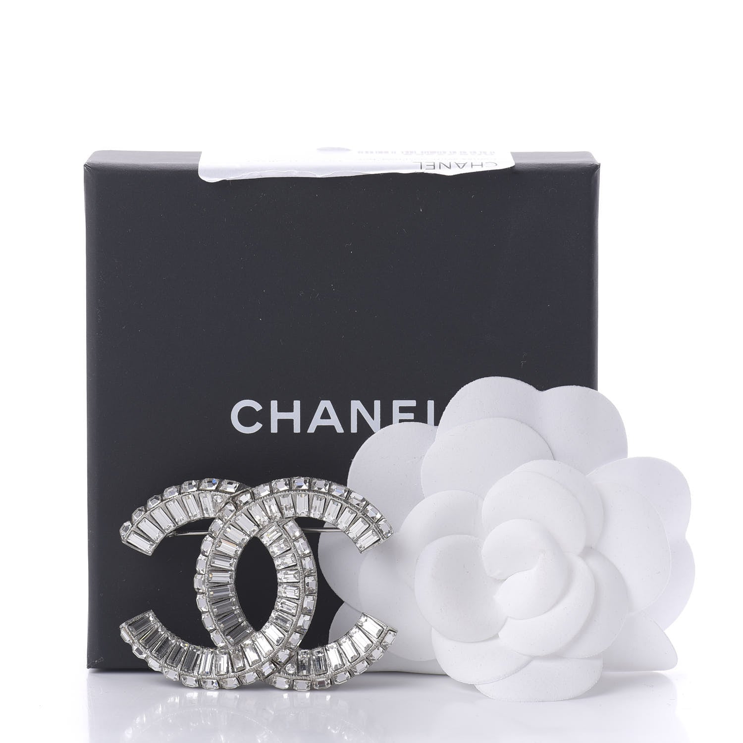 Chanel Baguette Crystal CC Brooch Silver 5 of 5