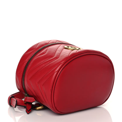 Gucci Calfskin Matelasse Mini GG Marmont Round Backpack Hibiscus Red 4 of 11