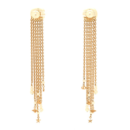 Christian Dior Pearl Charms Tribale Dangle Chain Earrings Gold 1 of 4